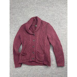 Eddie Bauer Angora Rabbit Cardigan Women's Medium Maroon Button Up Sweater